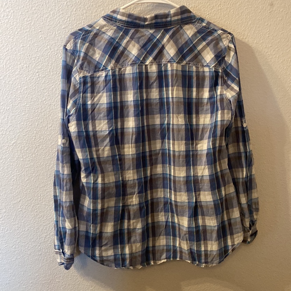 Sandra Ingrish Plaid Button Down Size Large - image 4